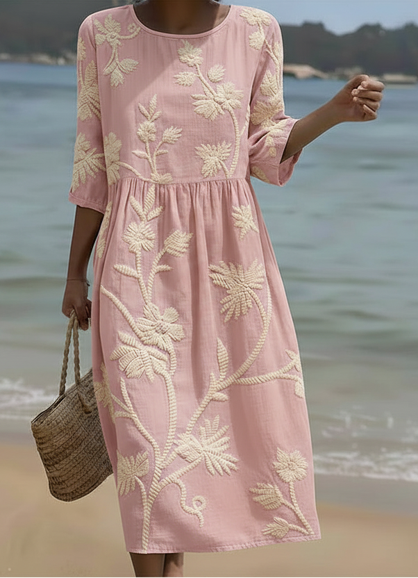 Raquel | Vestido midi con estampado de plantas y flores