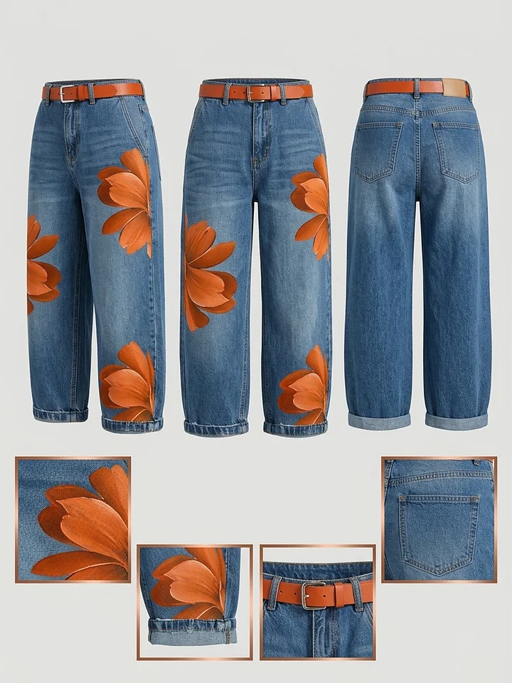 Maria | Conjunto Camisa Larga y Jeans Florales