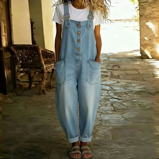 Marta | Peto vaquero vintage suave con tirantes ajustables