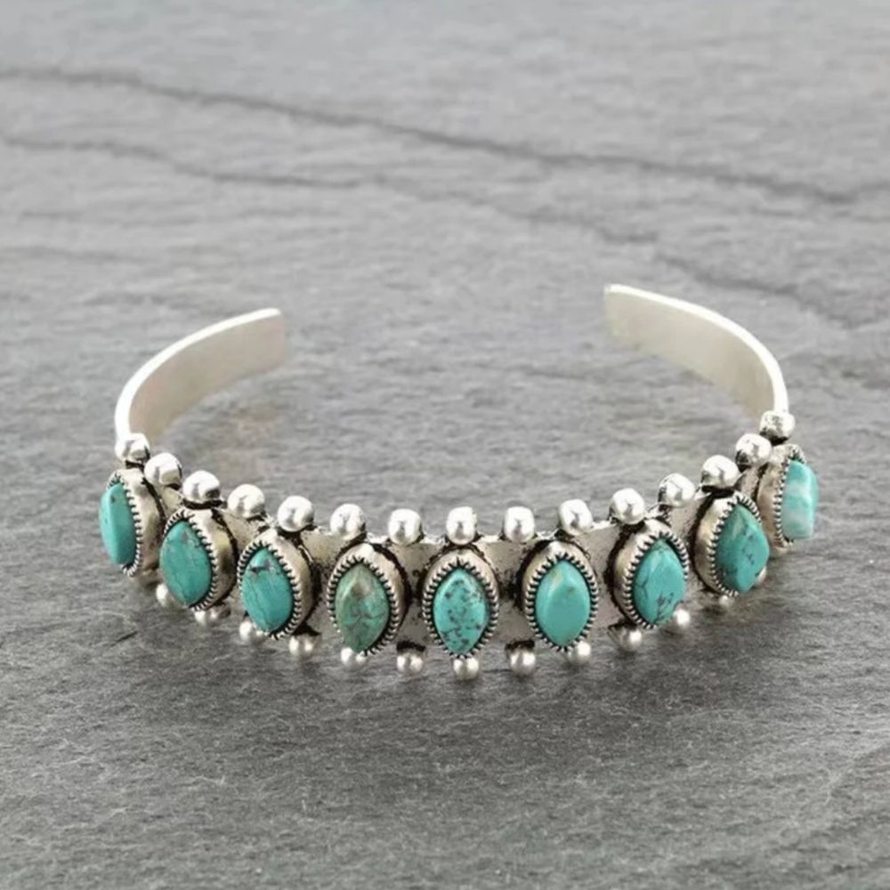 Azmira | Pulsera rígida dorada con turquesa