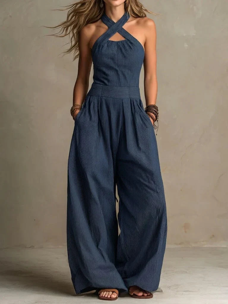 Isabel | Mono largo fluido con escote halter