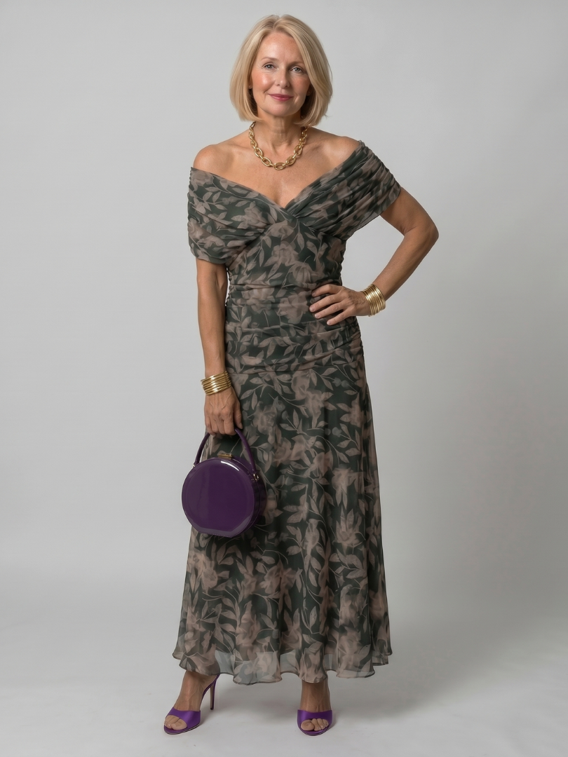 Calen | Vestido midi con hombros descubiertos