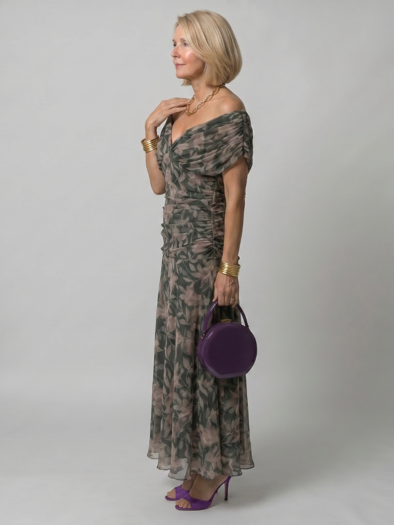 Calen | Vestido midi con hombros descubiertos