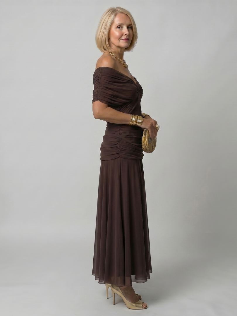 Calen | Vestido midi con hombros descubiertos