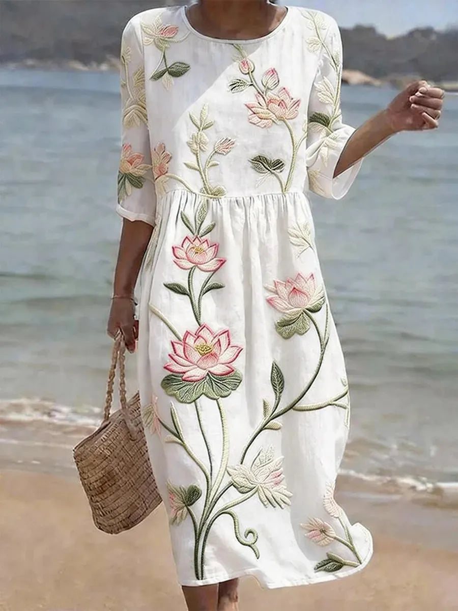 Paula | Vestido con estampado de plantas y flores