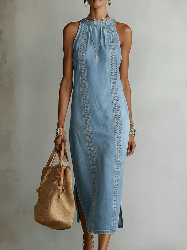 Julia | Vestido vaquero con detalles de encaje vintage