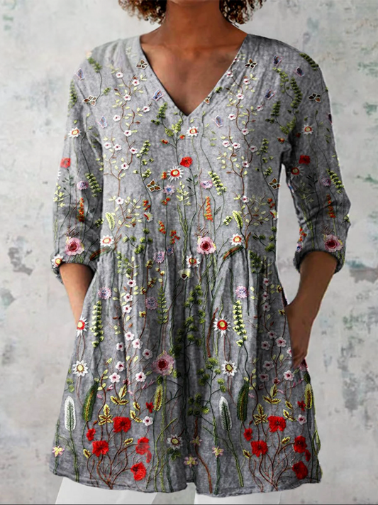 María | Blusa larga de cuello en V