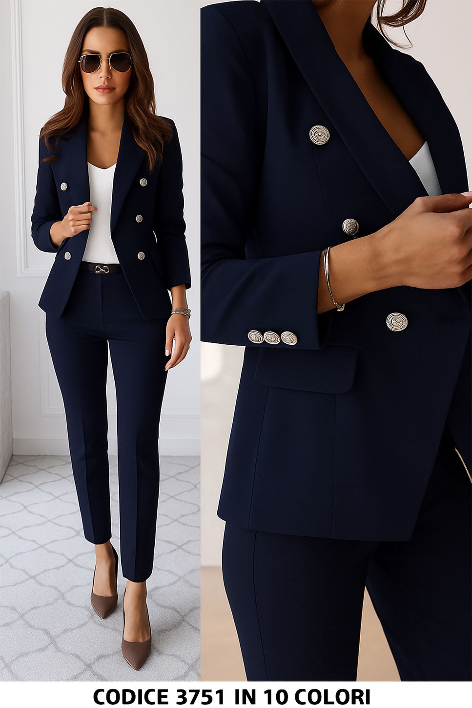 Traje curvy de mujer de 3 piezas con chaqueta, chaleco y pantalón en 6 colores