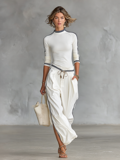 Conjunto deportivo con pantalón ancho y cordón