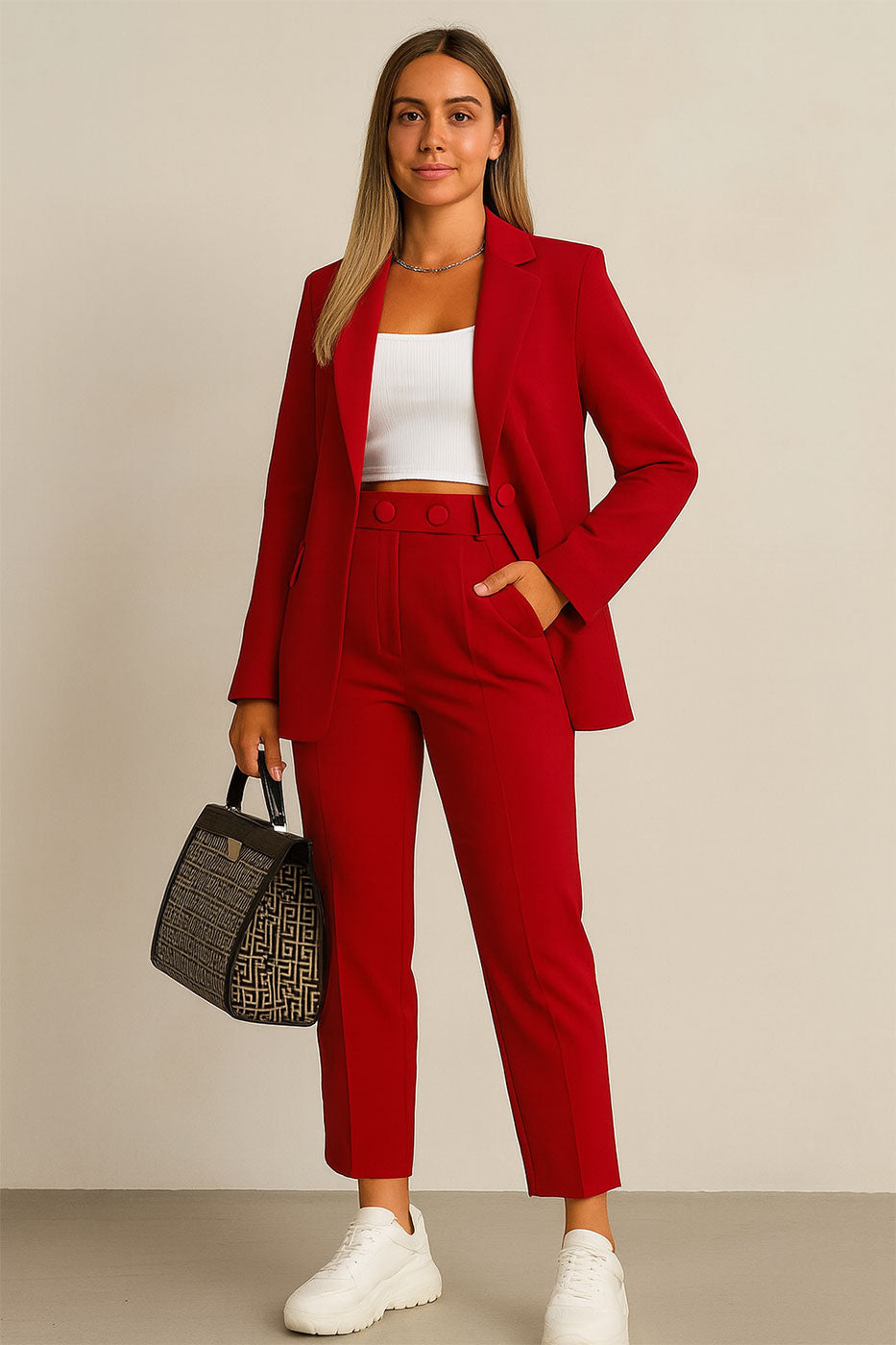 Traje curvy de mujer de 3 piezas con chaqueta, chaleco y pantalón en 6 colores