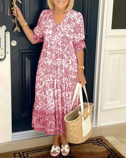 Paula | Vestido floral elegante de cuello en V