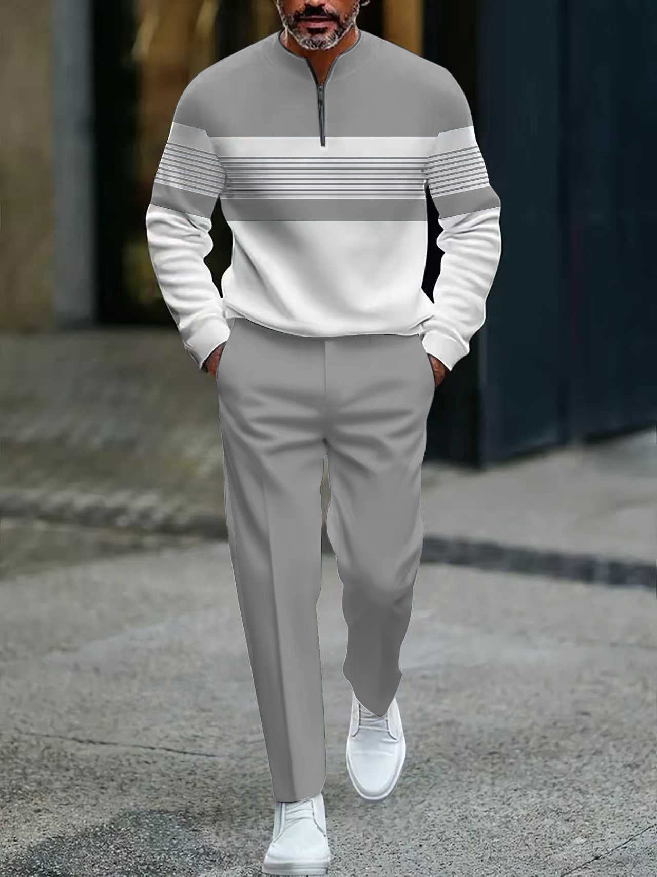 Lucas - Conjunto masculino casual de jersey estampado y pantalón de Valerina Milano