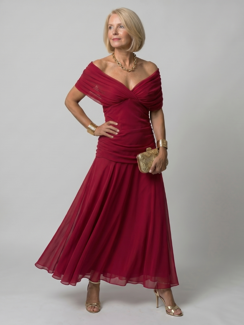 Calen | Vestido midi con hombros descubiertos