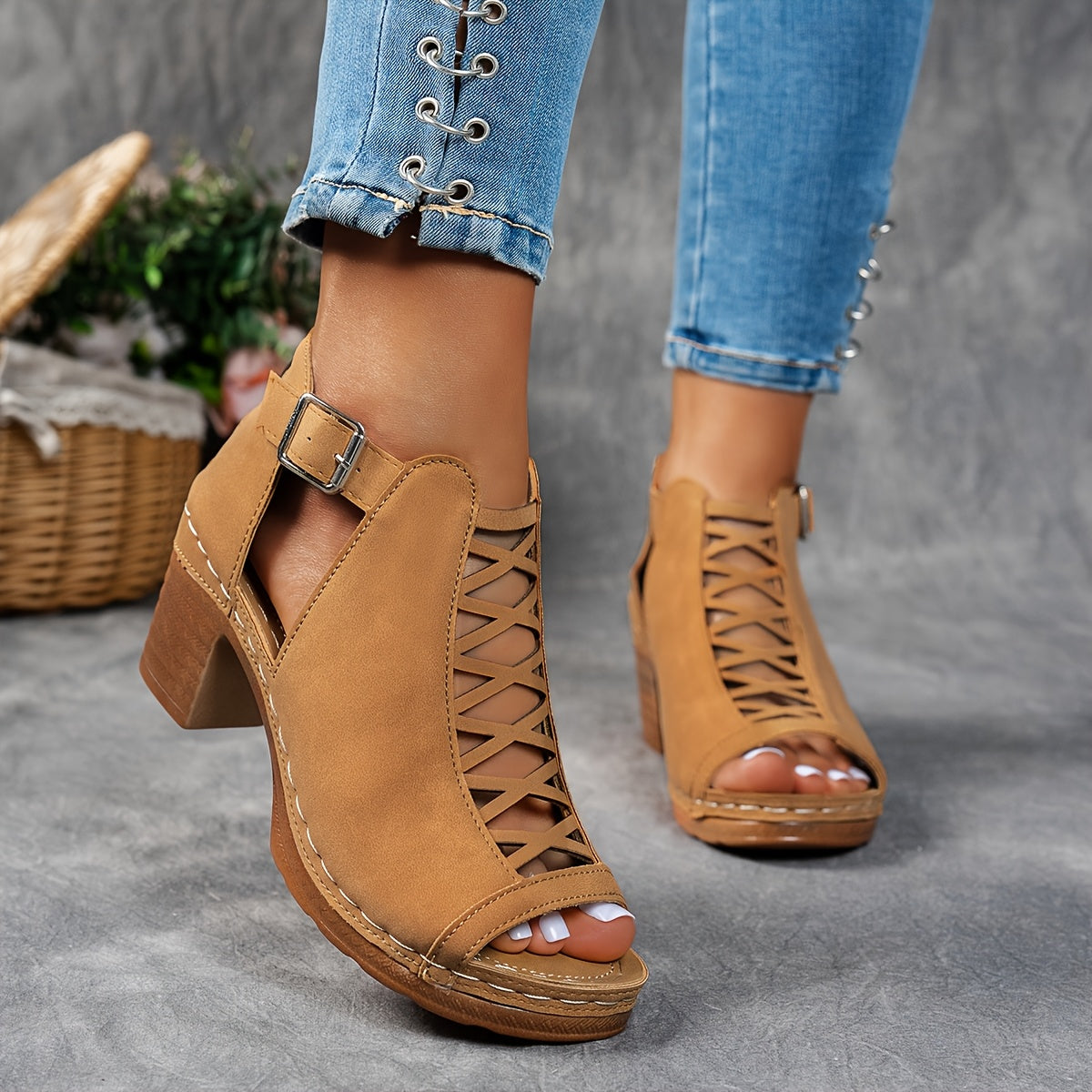 Selin | Sandalias con tacón trenzado