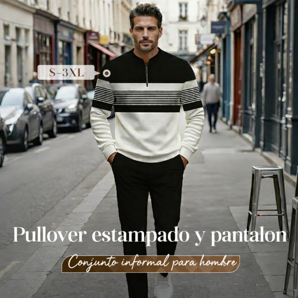 Lucas - Conjunto masculino casual de jersey estampado y pantalón de Valerina Milano