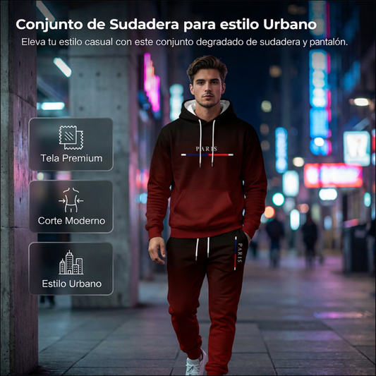 Conjunto deportivo degradado para hombre – Sudadera con capucha y pantalón jogger