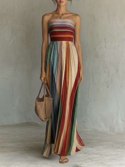 Vestido largo multicolor sin mangas