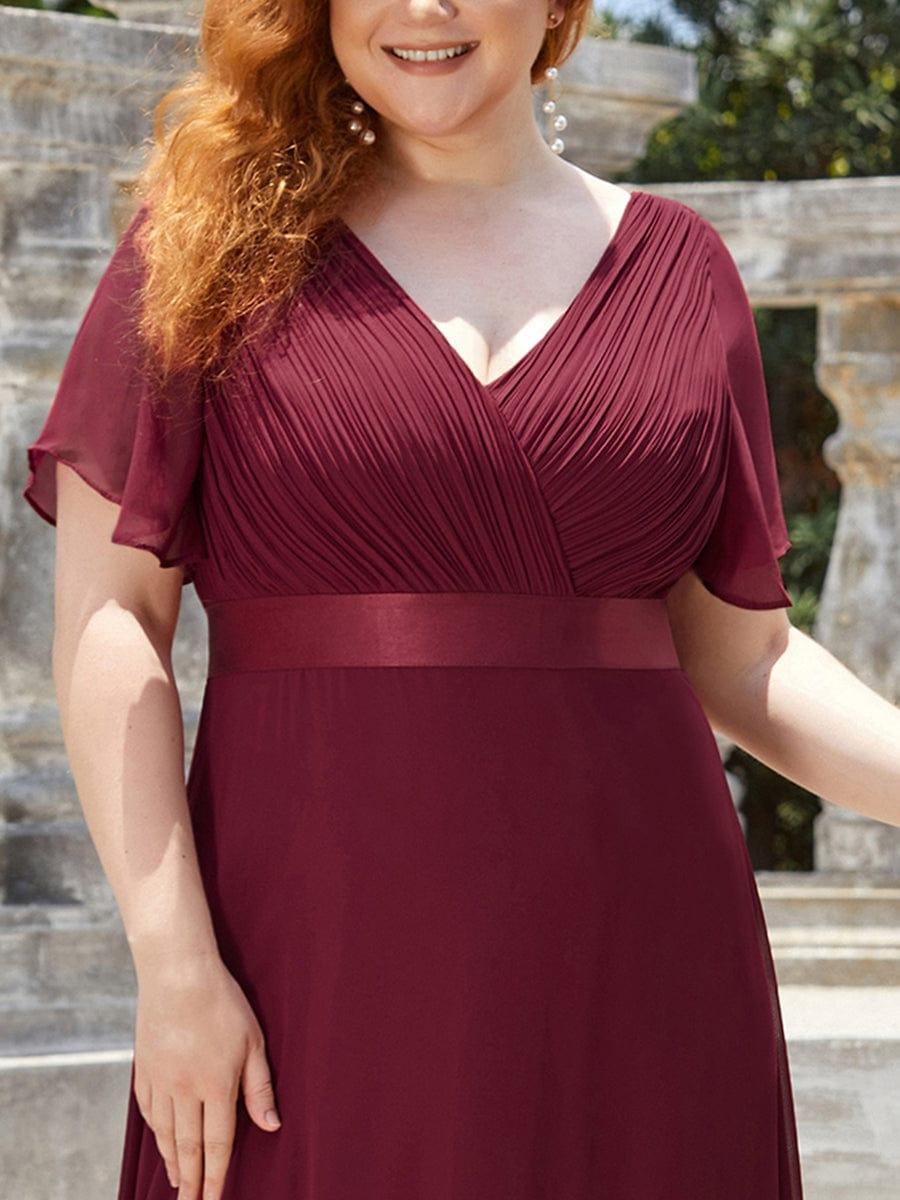 MONICA | Vestido largo de dama de honor con cintura imperio y mangas cortas fluidas