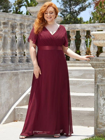 MONICA | Vestido largo de dama de honor con cintura imperio y mangas cortas fluidas