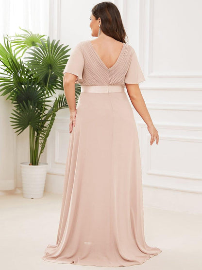 MONICA | Vestido largo de dama de honor con cintura imperio y mangas cortas fluidas