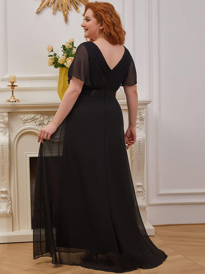 MONICA | Vestido largo de dama de honor con cintura imperio y mangas cortas fluidas