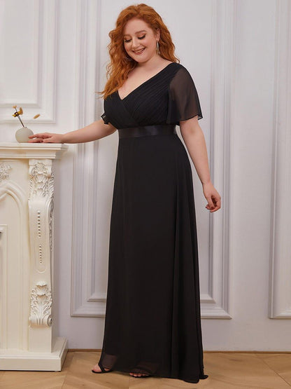 MONICA | Vestido largo de dama de honor con cintura imperio y mangas cortas fluidas