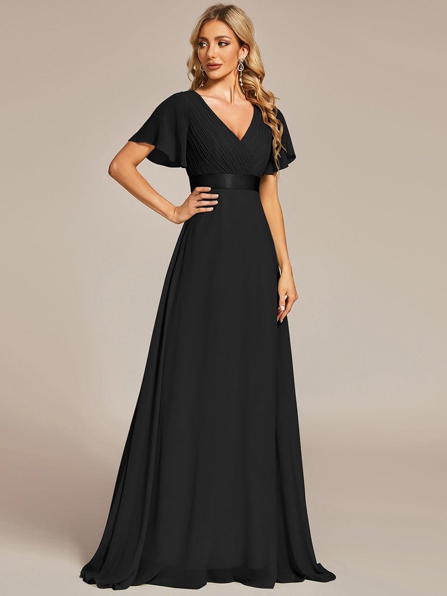 MONICA | Vestido largo de dama de honor con cintura imperio y mangas cortas fluidas