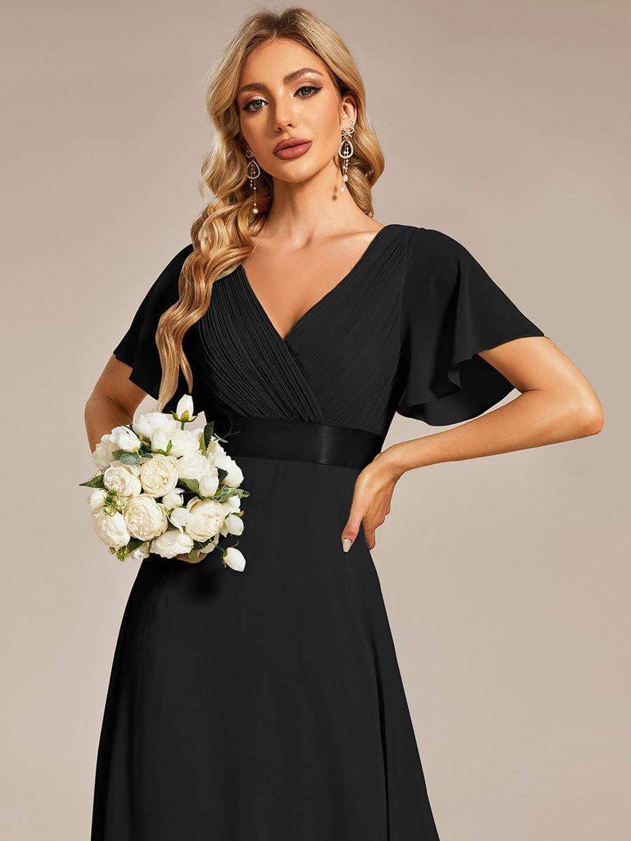 MONICA | Vestido largo de dama de honor con cintura imperio y mangas cortas fluidas