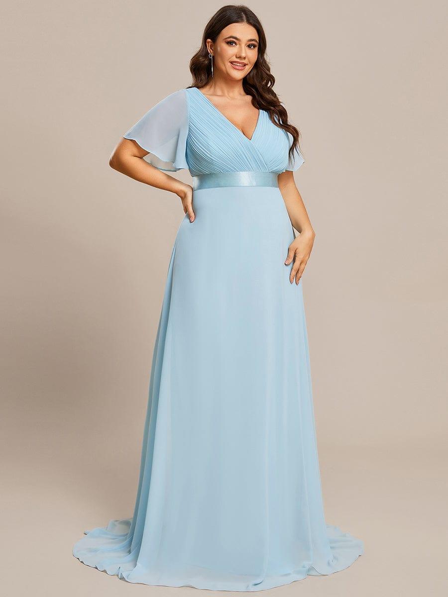 MONICA | Vestido largo de dama de honor con cintura imperio y mangas cortas fluidas