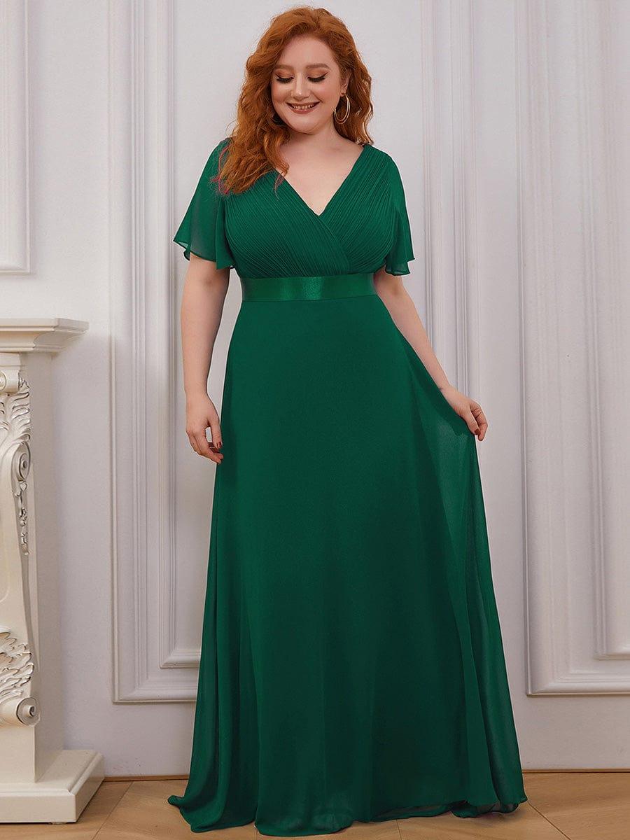MONICA | Vestido largo de dama de honor con cintura imperio y mangas cortas fluidas