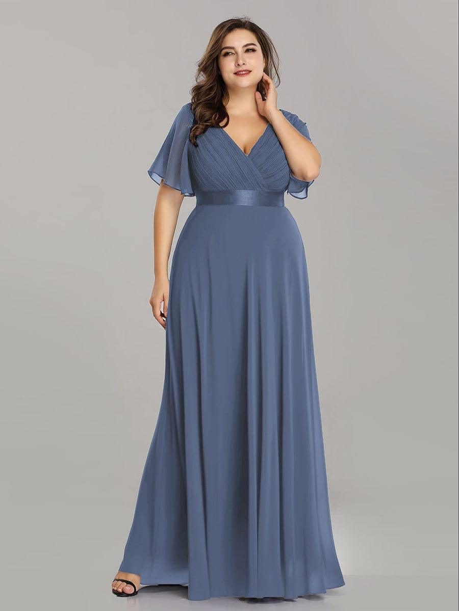 MONICA | Vestido largo de dama de honor con cintura imperio y mangas cortas fluidas