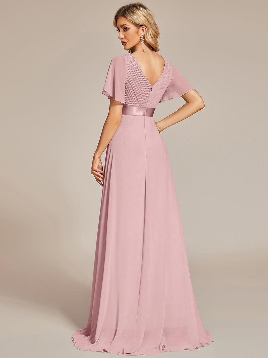 MONICA | Vestido largo de dama de honor con cintura imperio y mangas cortas fluidas