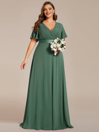 MONICA | Vestido largo de dama de honor con cintura imperio y mangas cortas fluidas