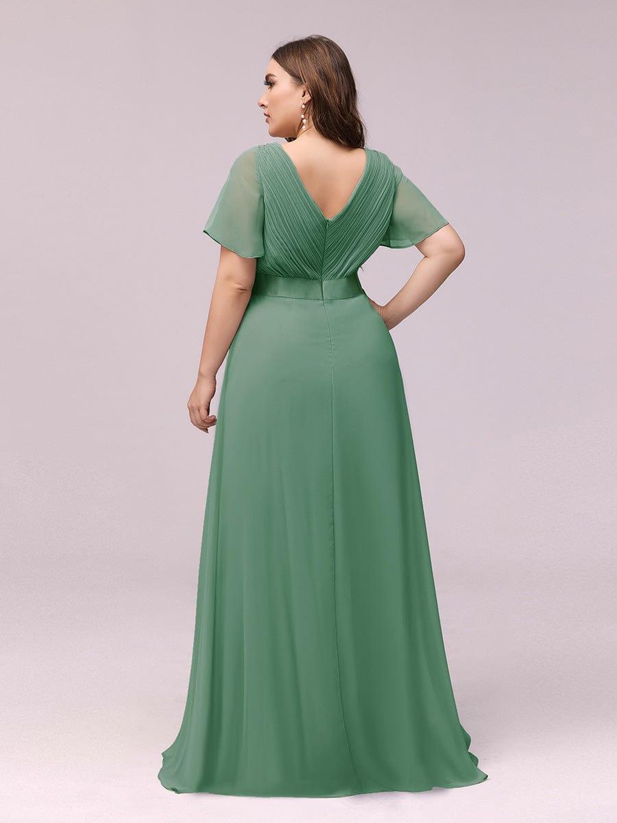 MONICA | Vestido largo de dama de honor con cintura imperio y mangas cortas fluidas