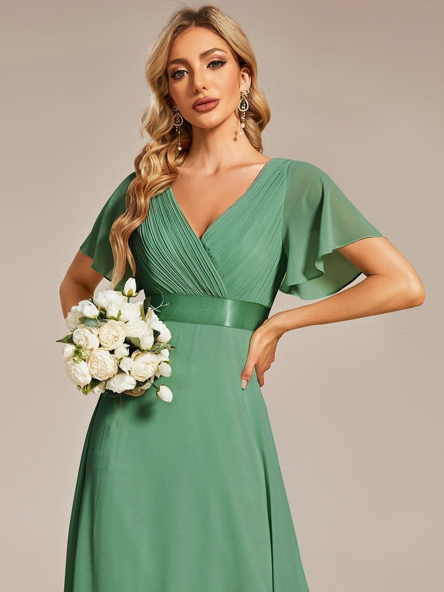 MONICA | Vestido largo de dama de honor con cintura imperio y mangas cortas fluidas