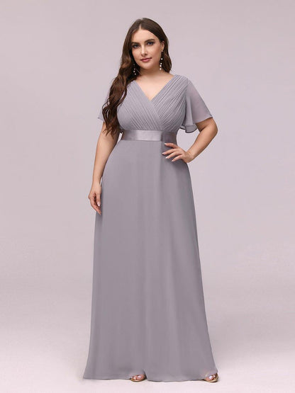MONICA | Vestido largo de dama de honor con cintura imperio y mangas cortas fluidas