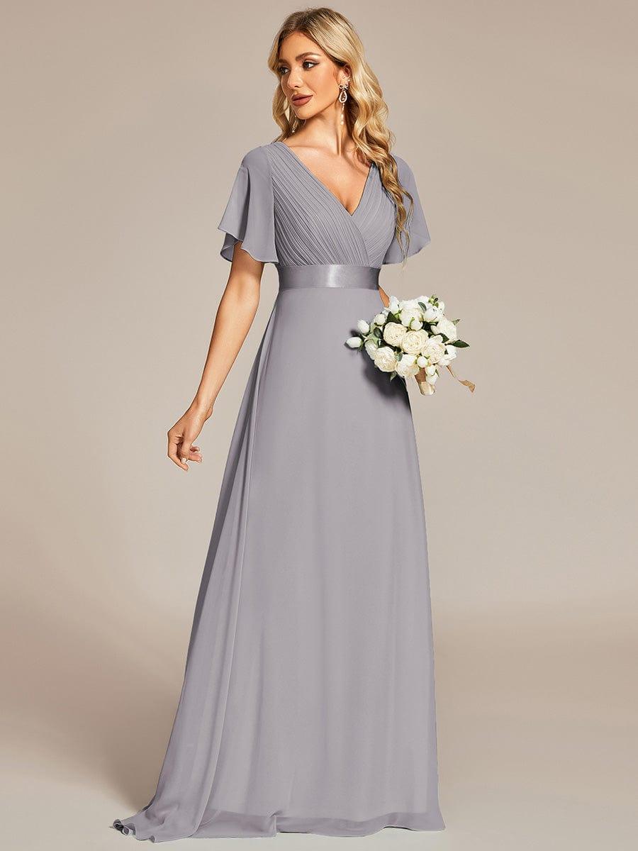 MONICA | Vestido largo de dama de honor con cintura imperio y mangas cortas fluidas