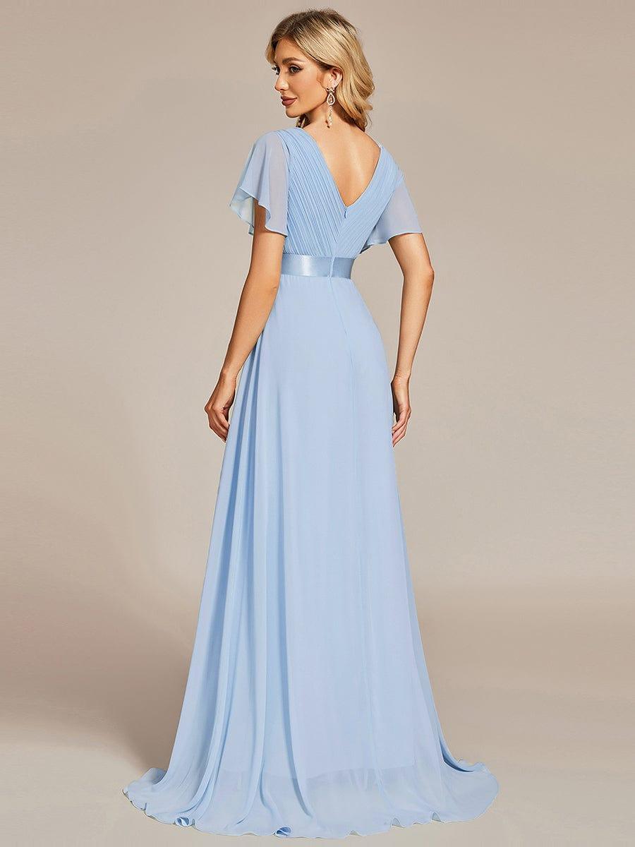 MONICA | Vestido largo de dama de honor con cintura imperio y mangas cortas fluidas