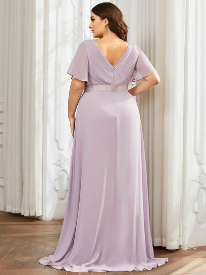 MONICA | Vestido largo de dama de honor con cintura imperio y mangas cortas fluidas