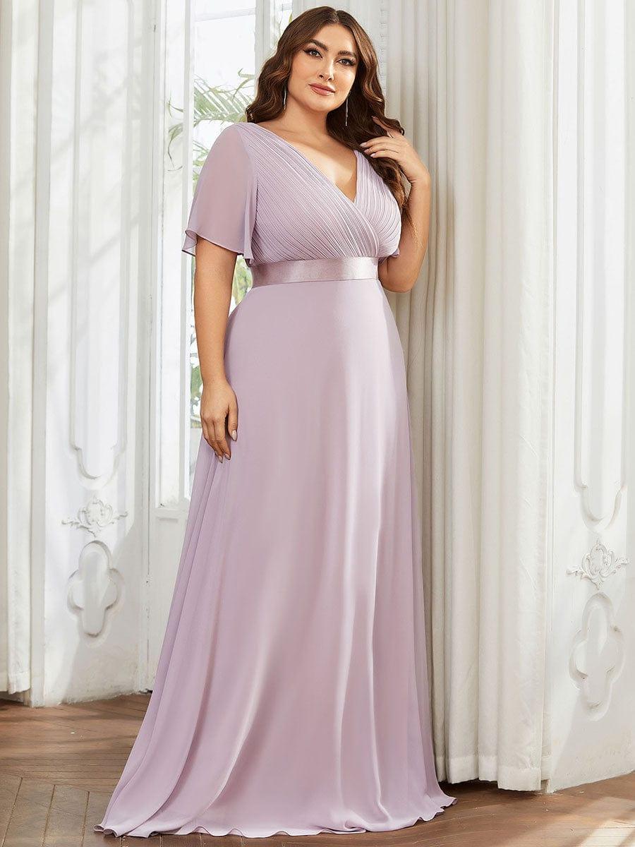 MONICA | Vestido largo de dama de honor con cintura imperio y mangas cortas fluidas