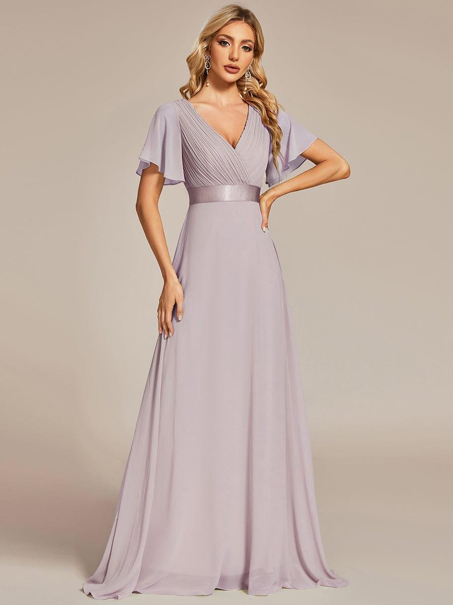 MONICA | Vestido largo de dama de honor con cintura imperio y mangas cortas fluidas