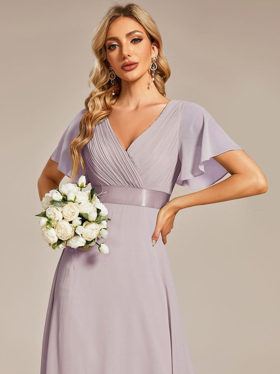 MONICA | Vestido largo de dama de honor con cintura imperio y mangas cortas fluidas