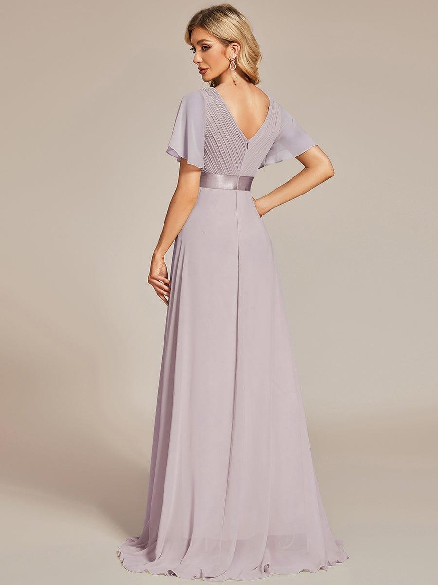 MONICA | Vestido largo de dama de honor con cintura imperio y mangas cortas fluidas