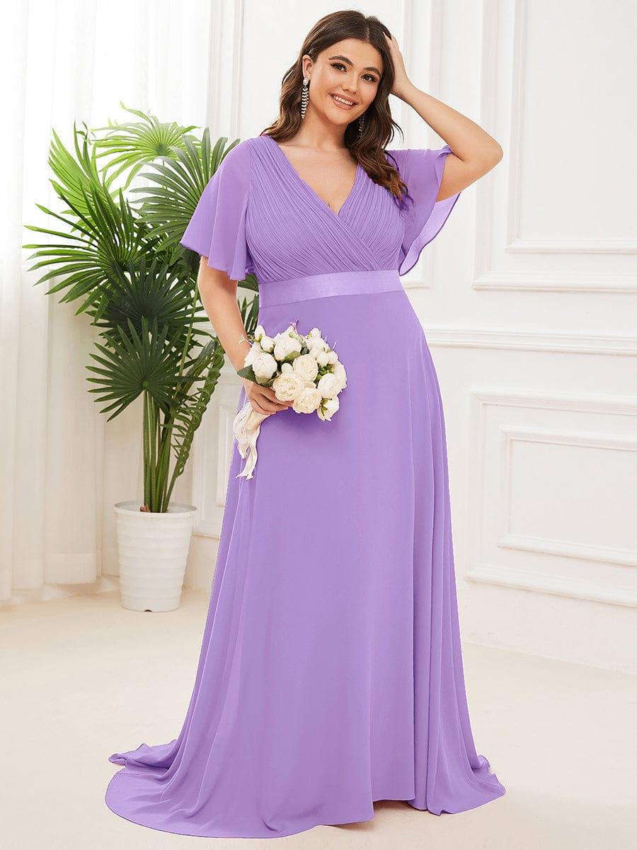 MONICA | Vestido largo de dama de honor con cintura imperio y mangas cortas fluidas