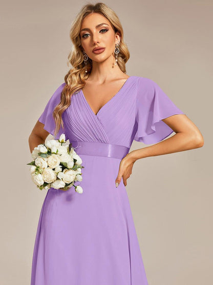 MONICA | Vestido largo de dama de honor con cintura imperio y mangas cortas fluidas