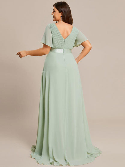 MONICA | Vestido largo de dama de honor con cintura imperio y mangas cortas fluidas