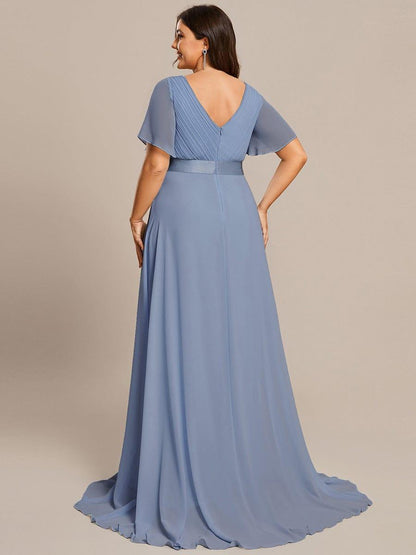MONICA | Vestido largo de dama de honor con cintura imperio y mangas cortas fluidas