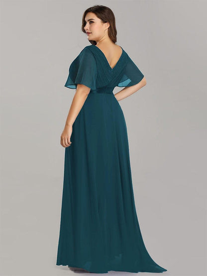 MONICA | Vestido largo de dama de honor con cintura imperio y mangas cortas fluidas
