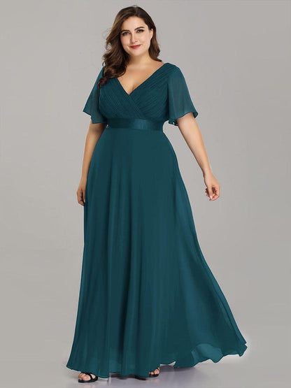 MONICA | Vestido largo de dama de honor con cintura imperio y mangas cortas fluidas