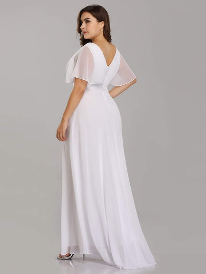 MONICA | Vestido largo de dama de honor con cintura imperio y mangas cortas fluidas